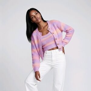 Women’s Pastel Striped Cardigan Set